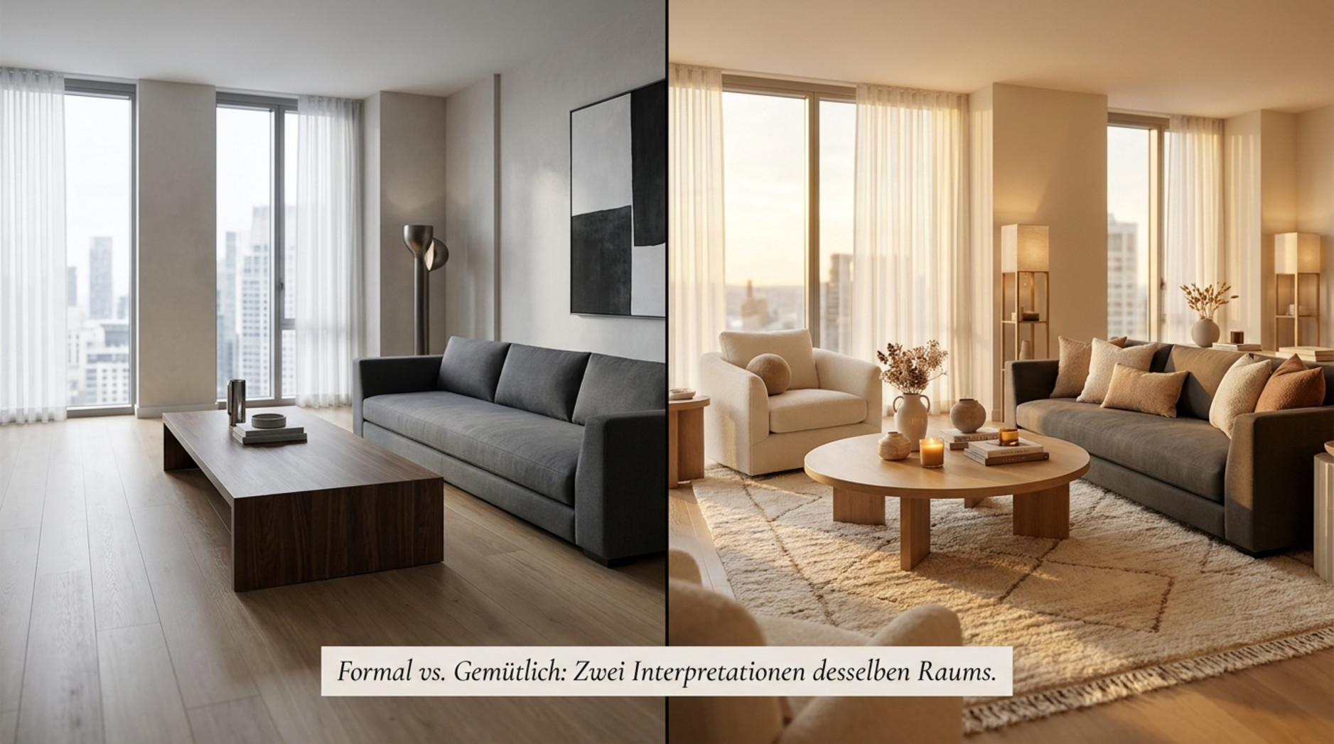 Couchtisch rund oder rechteckig? Vergleich der Formen im Wohnzimmer
