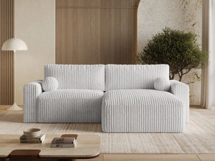 Ecksofa L-Form mit Schlaffunktion und Bettkasten Aurora Grau