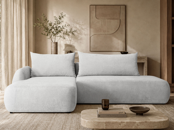 Ecksofa L-Form mit Schlaffunktion und Bettkasten Velis Grau