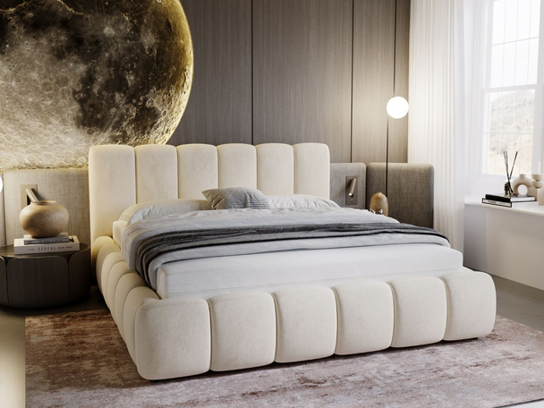 Polsterbett Ohne Bettkasten mit Lattenrost 200x200 Cloud Beige