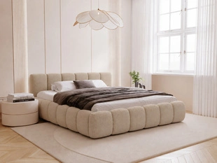 Polsterbett mit Bettkasten und Lattenrost 120x200 Cloud Low Bouclé-Stoff Dunkelbeige