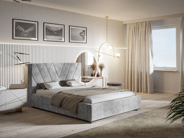 Polsterbett mit Bettkasten und Lattenrost 160x200 Tivoli Hellgrau
