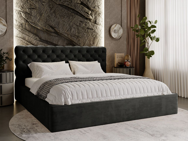 Polsterbett mit Bettkasten und Lattenrost 120x200 Apollo Schwarz