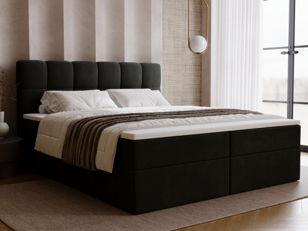 Boxspringbett mit Bettkasten 140x200 Maison Schwarz