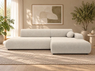 Ecksofa L-Form mit Schlaffunktion und Bettkasten Lisso Rechts Beige
