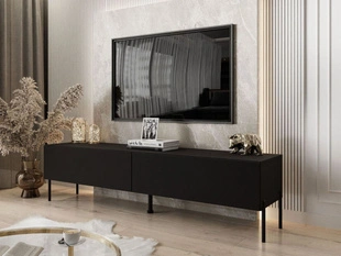 TV-Lowboard mit Türen auf Schwarzen Metallbeinen 175 cm Sorelle Schwarz Matt