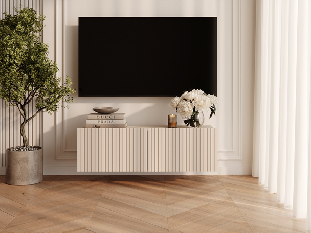 TV-Lowboard mit Türen 100 cm Kioto Weiß matt