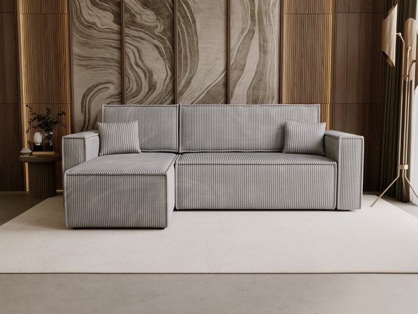 Modernes Ecksofa mit Schlaffunktion und Stauraum Prato L  Grau