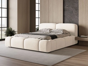 Polsterbett mit Bettkasten und Lattenrost 140x200 Aubi Creme