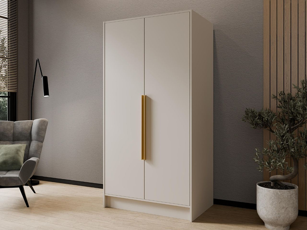 Kleiderschrank 100 cm Perugia Kaschmir mit goldenen Griffen