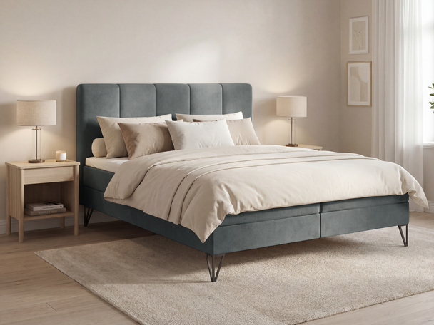 Boxspringbett mit Bettkasten 120x200 Vendi grau