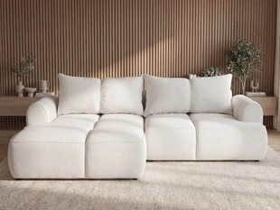 Ecksofa L-Form Links mit Schlaffunktion und Bettkasten Bonno Creme
