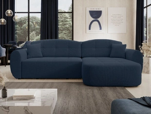 Ecksofa L-Form mit Schlaffunktion und Bettkasten Avessio Dunkelblau