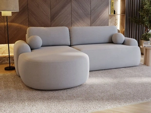 Ecksofa L-Form Links mit Schlaffunktion und Bettkasten Aurio Grau