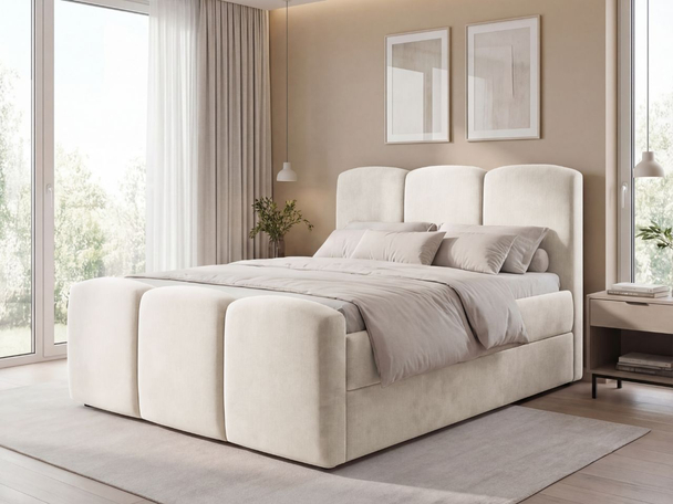 Boxspringbett mit Bettkasten 180x200 Campi Creme
