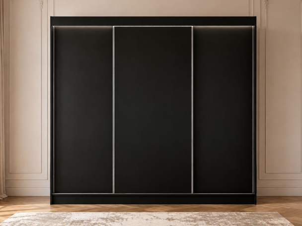 Schiebetürenschrank 250 cm mit LED-Beleuchtung Diano Schwarz