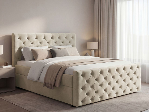 Boxspringbett mit Bettkasten 120x200 Montego Creme