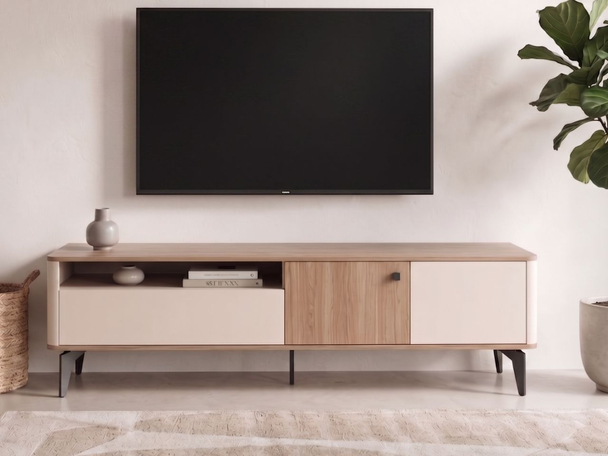 TV-Schrank mit Seitenschränken, 180 cm, Arelis Kaschmir, Royal Nussbaum
