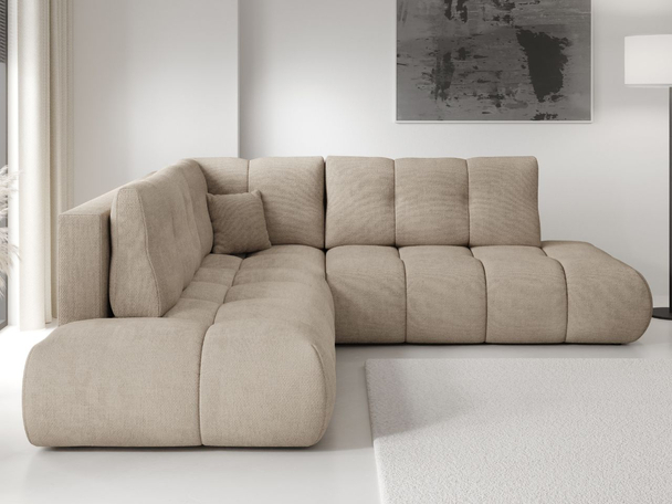 Ecksofa mit Schlaffunktion und Bettkasten Links Kair Hellbraun