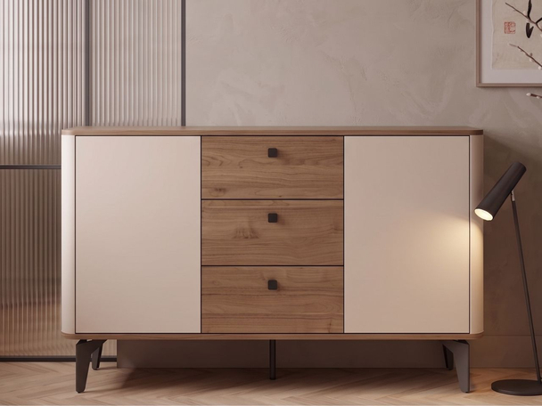 Kommode mit Türen und Schubladen, 140 cm, Arelis Kaschmir, Royal Nussbaum