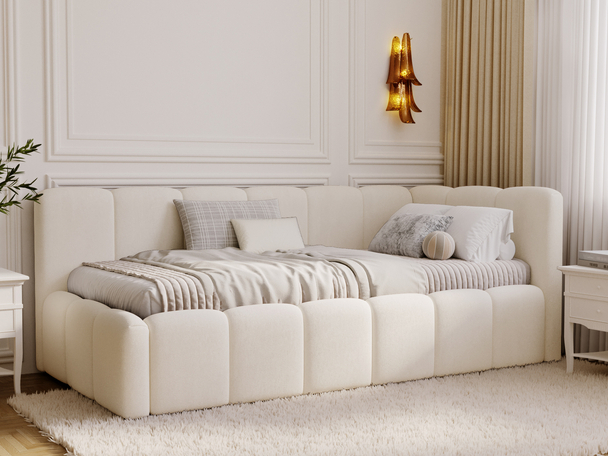 Jugendbett Einzelbett mit Bettkasten und Lattenrost 90x200 Cloud One Beige