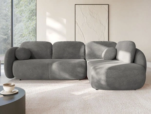 Ecksofa mit Schlaffunktion und Bettkasten Rechts Carino Grau