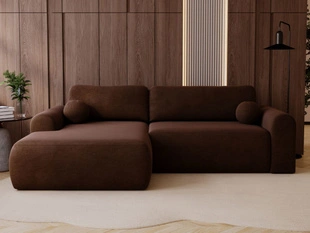 Ecksofa L-Form mit Schlaffunktion und Bettkasten Savana Links Braun