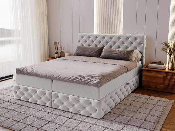 Boxspringbett mit Bettkasten 120x200 Canolo Hellgrau
