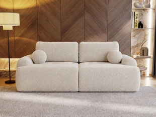 Sofa mit Schlaffunktion und Bettkasten Aurio Creme