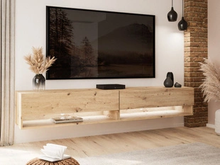 Hänge TV-Schrank 180 cm für Wohnzimmer mit LED-Beleuchtung Aurelie Artisan Eiche