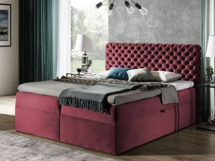 Boxspringbett mit Bettkasten 200x200 Cleo Rot