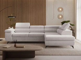 Ecksofa L-Form mit Schlaffunktion und Bettkasten Argon Rechts Grau