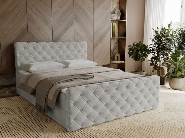 Boxspringbett mit Bettkasten 120x200 Lunaris Hellgrau