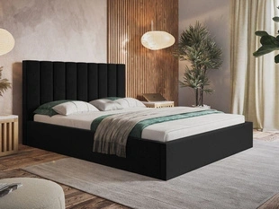 Polsterbett mit Bettkasten und Lattenrost 140x200 Sesto Schwarz
