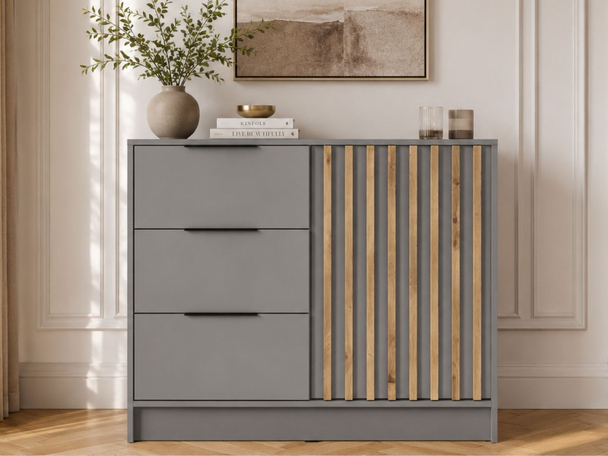 Kommode mit Türe und Schubladen 105 cm Macron Grau Artisan Eiche