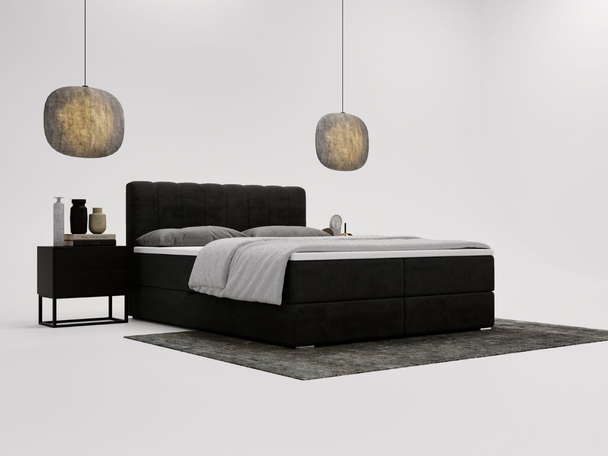 Boxspringbett mit Bettkasten 140x200 Forte Schwarz