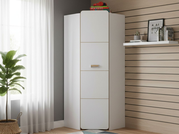 Eckkleiderschrank mit einer Tür für ein Jugendzimmer Lindo Weiß, Nash Eiche