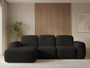 Ecksofa L-Form mit Schlaffunktion und Bettkasten Avelin Links Schwarz