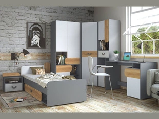 Ein Möbel-Set für ein Jugendzimmer Casa Nash Eiche, Weiß, Grau
