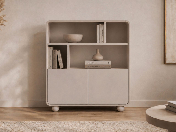 Bücherregal für das Wohnzimmer auf kugelförmigen Beinen Soffio Kaschmir