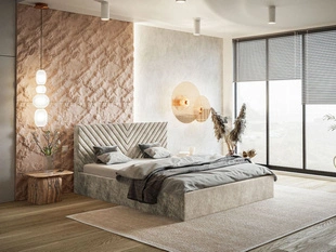 Polsterbett mit Bettkasten und Lattenrost 120x200 Esma Beige
