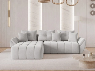 Ecksofa L-Form mit Schlaffunktion und Bettkasten Decor L Grau