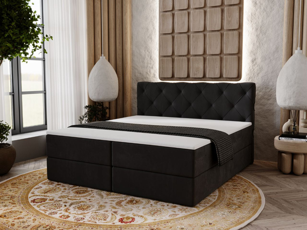 Boxspringbett mit Bettkasten 180x200 Napoli Anthrazit
