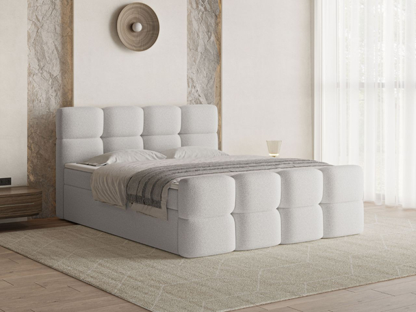 Boxspringbett mit Bettkasten 120x200 Rivon Hellgrau