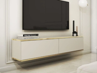 TV-Lowboard Hänge mit Türen 135 cm Diolo Beige mit glatter Front