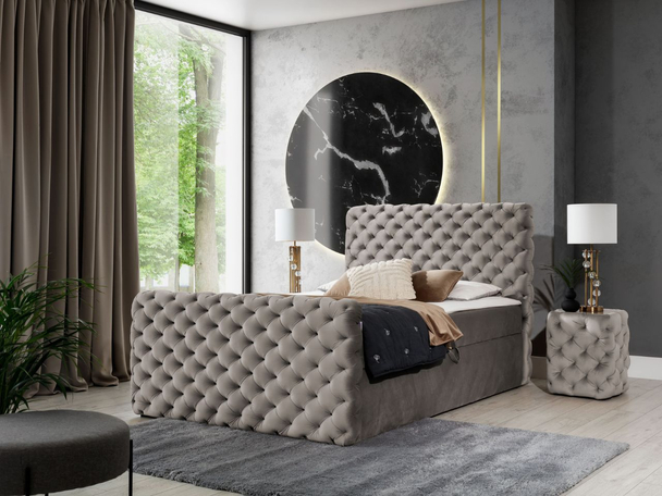 Boxspringbett mit Bettkasten 140x200 Cleo Lux Braun