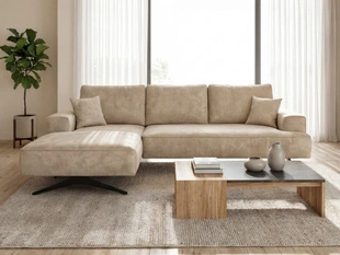Ecksofa L-Form auf Metallbeinen Leto Links Beige