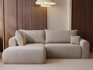 Ecksofa L-Form mit Schlaffunktion und Bettkasten Savana Bis Beige