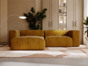 Ecksofa L-Form Links Moderne Cord Ecksofa Landi Honigfarben