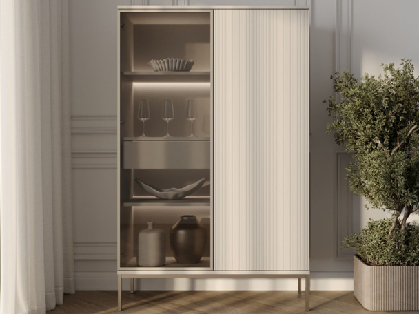 Vitrinenschrank mit Led Deo 166 cm Kaschmir